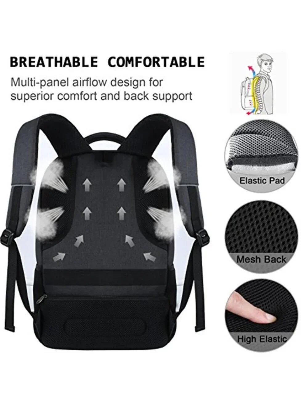 Laptop Backpack 15.6 Travel Business School Bookbag Water Resistant USB Bag